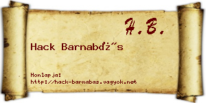 Hack Barnabás névjegykártya